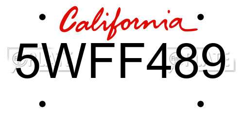 5WFF489 California License Plate