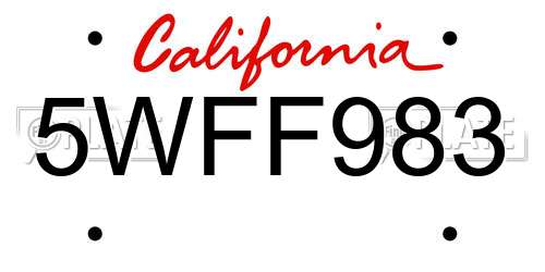 5WFF983 California License Plate