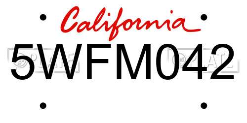 5WFM042 California License Plate