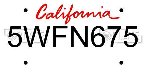 5WFN675 California License Plate