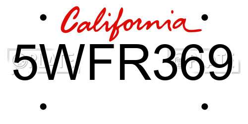 5WFR369 California License Plate