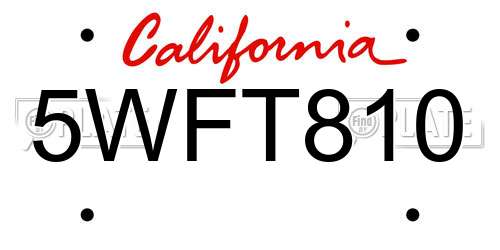 5WFT810 California License Plate