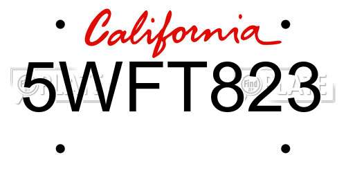5WFT823 California License Plate