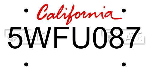 5WFU087 California License Plate