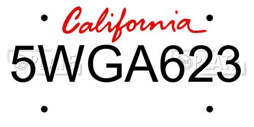 5WGA623 California License Plate
