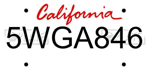 5WGA846 California License Plate