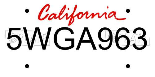 5WGA963 California License Plate