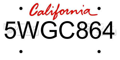 5WGC864 California License Plate