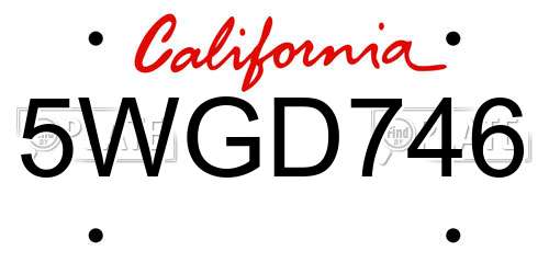 5WGD746 California License Plate