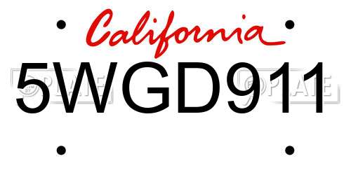 5WGD911 California License Plate