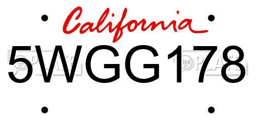 5WGG178 California License Plate