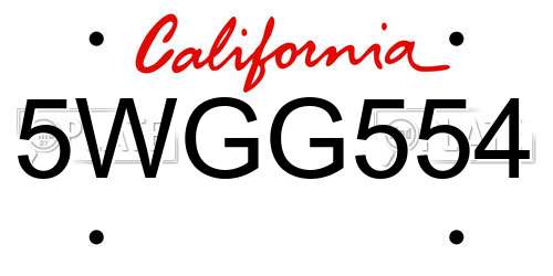 5WGG554 California License Plate