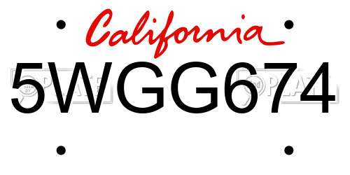 5WGG674 California License Plate