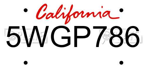5WGP786 California License Plate