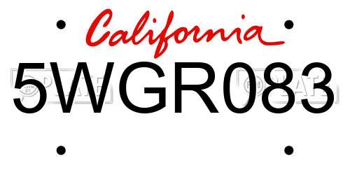 5WGR083 California License Plate