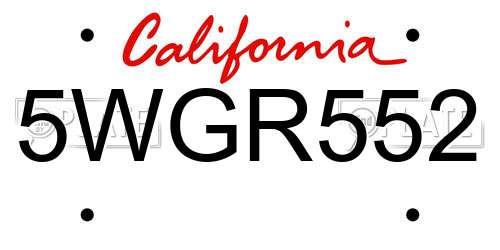 5WGR552 California License Plate