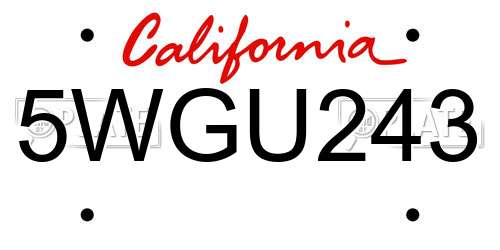 5WGU243 California License Plate