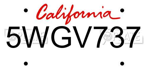 5WGV737 California License Plate