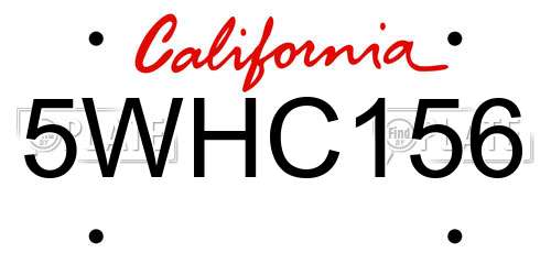 5WHC156 California License Plate
