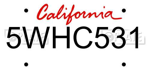 5WHC531 California License Plate