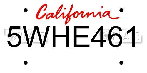 5WHE461 California License Plate
