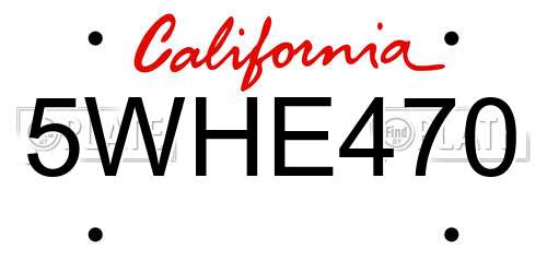 5WHE470 California License Plate