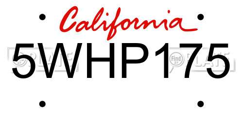 5WHP175 California License Plate
