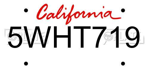 5WHT719 California License Plate