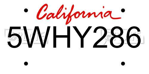 5WHY286 California License Plate