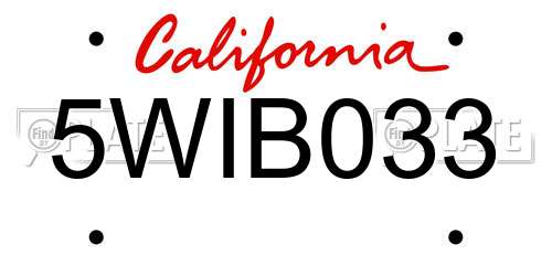 5WIB033 California License Plate