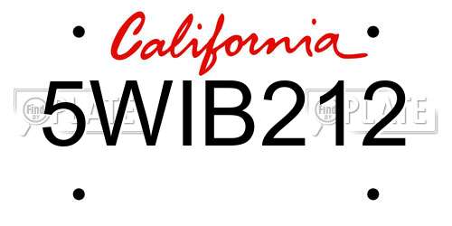 5WIB212 California License Plate