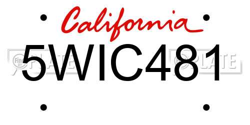 5WIC481 California License Plate