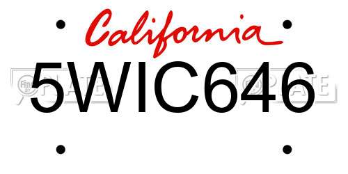 5WIC646 California License Plate