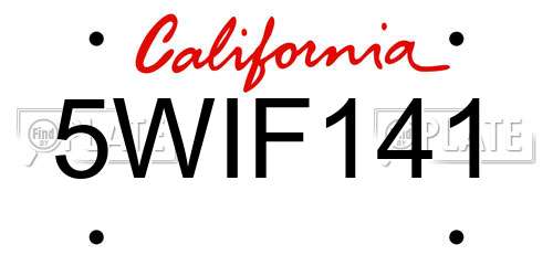 5WIF141 California License Plate
