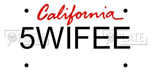 5WIFEE California License Plate