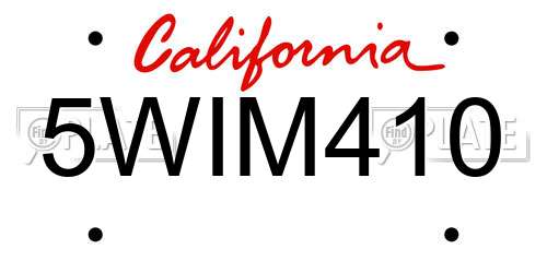 5WIM410 California License Plate