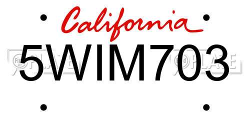 5WIM703 California License Plate