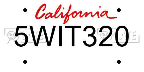 5WIT320 California License Plate