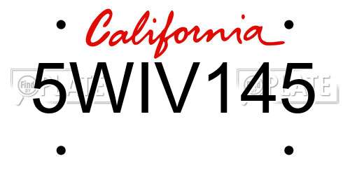 5WIV145 California License Plate