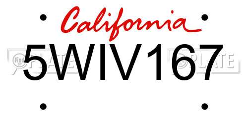 5WIV167 California License Plate