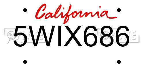 5WIX686 California License Plate