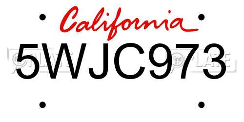5WJC973 California License Plate