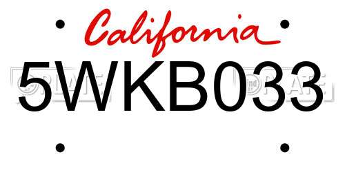 5WKB033 California License Plate