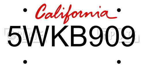 5WKB909 California License Plate