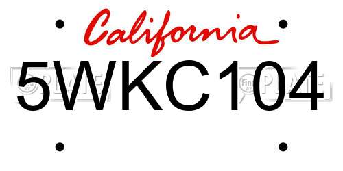 5WKC104 California License Plate