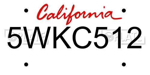 5WKC512 California License Plate