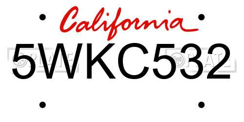 5WKC532 California License Plate