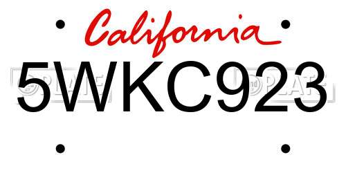 5WKC923 California License Plate