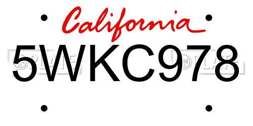 5WKC978 California License Plate