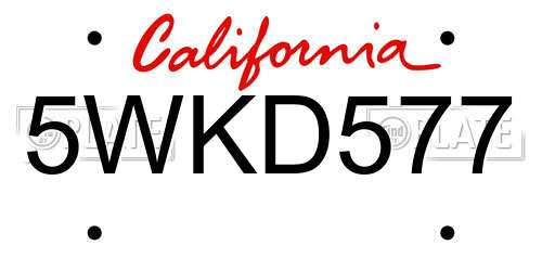 5WKD577 California License Plate